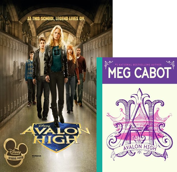 Avalon High (2010) Movie poster and book cover compared.