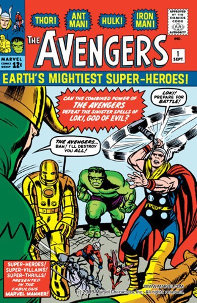 Cover of The Avengers, the 1963 comic book by Stan Lee and Jack Kirby