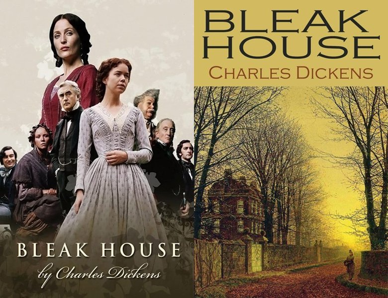 Bleak House. Poster of the 2005 TV series and cover of the 1853 book