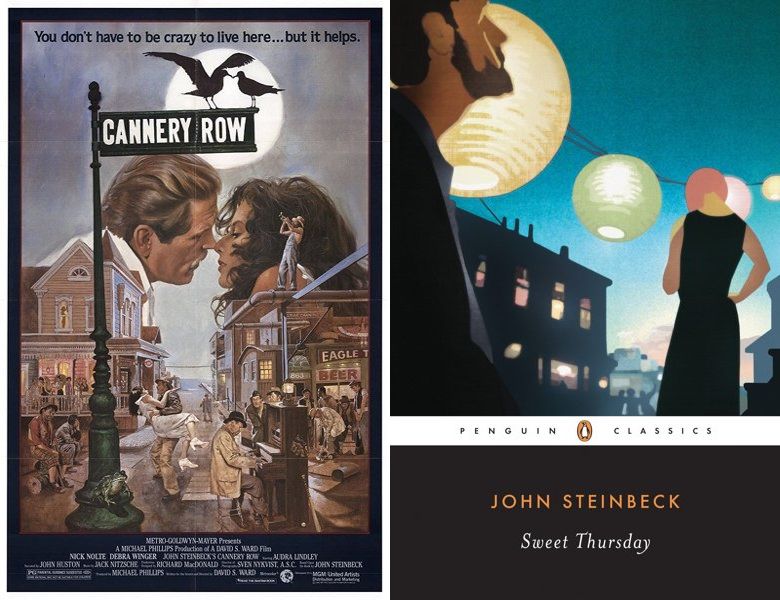 Cannery Row. Poster of the 1982 movie and cover of the 1954 book, Sweet Thursday