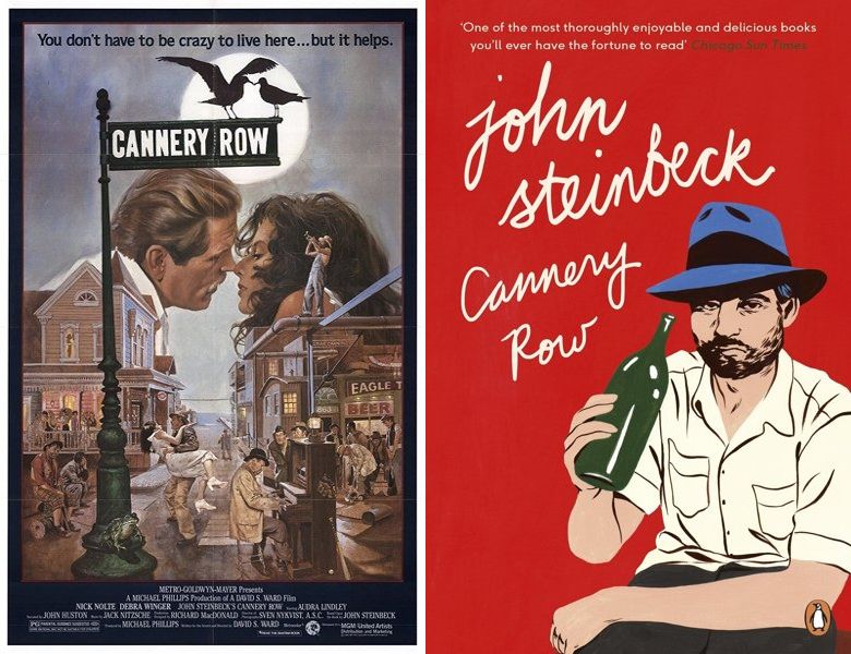 Cannery Row. Poster of the 1982 movie and cover of the 1945 book