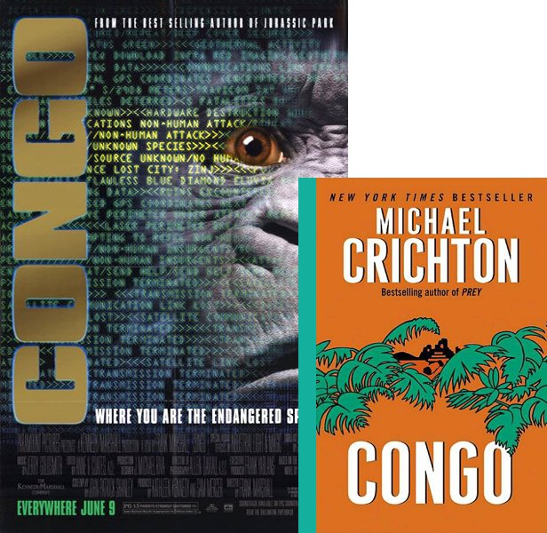Congo. The 1995 movie compared to the 1980 book