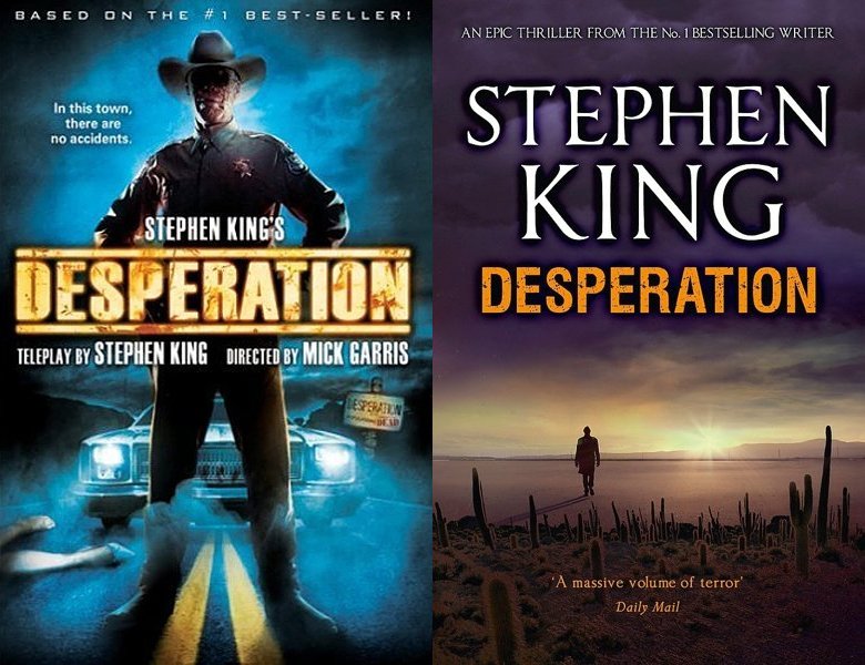 Desperation. Poster of the 2006 movie and cover of the 1996 book