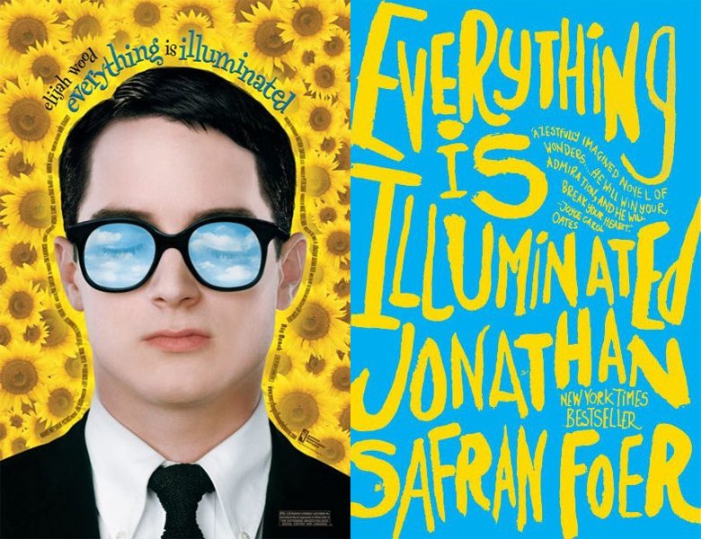 Everything Is Illuminated. Poster of the 2005 movie and cover of the 2002 book