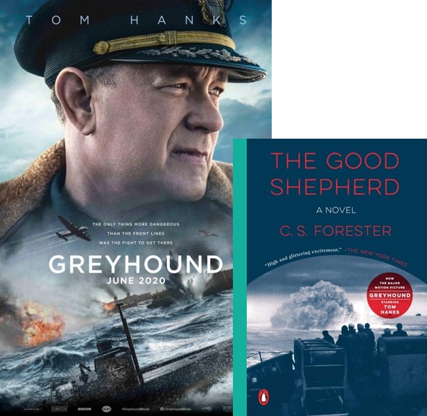 Greyhound. The 2020 movie compared to the 1955 book, The Good Shepherd