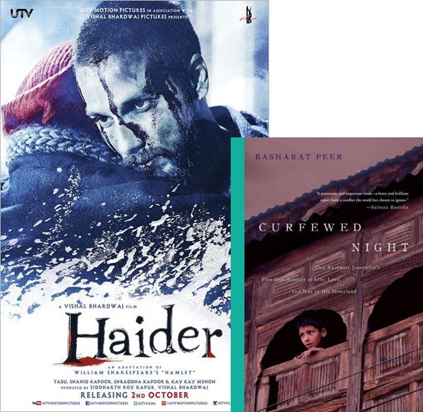 Haider (2014) Movie poster and book cover compared.