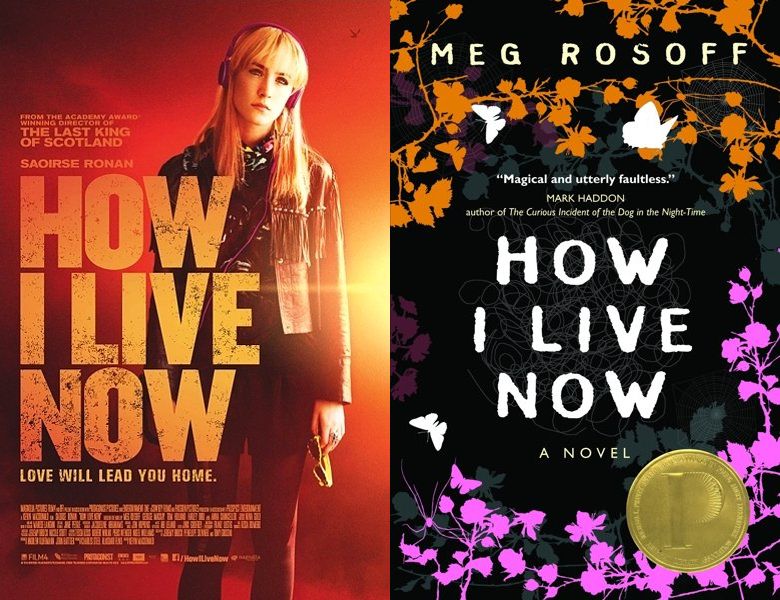 How I Live Now. Poster of the 2013 movie and cover of the 2004 book