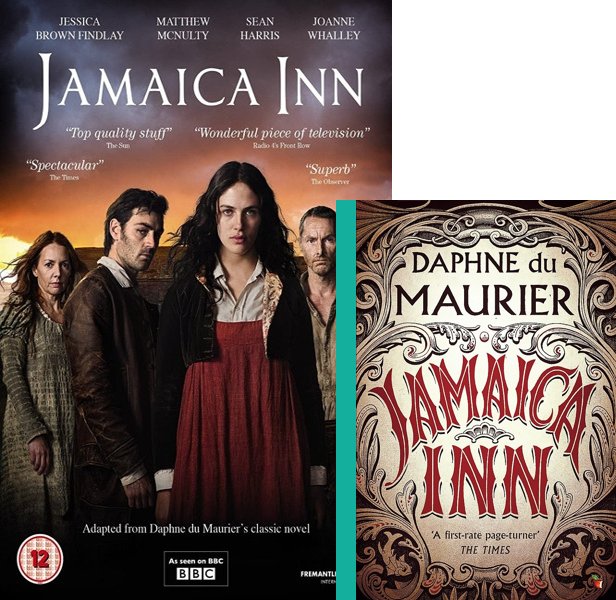 Jamaica Inn (2014-2015) TV Mini-Series poster and book cover compared.