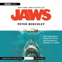 Audiobook cover of Jaws, the 1974 book by Peter Benchley.