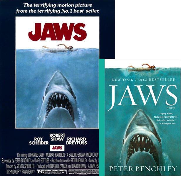 Jaws. The 1975 movie compared to the 1974 book