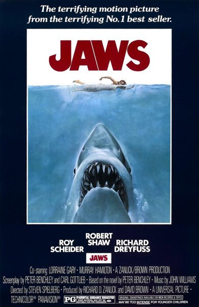 Poster of Jaws, the 1975 movie by Steven Spielberg
