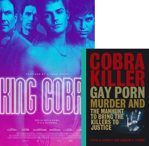 King Cobra (2016) Movie poster and book cover compared.