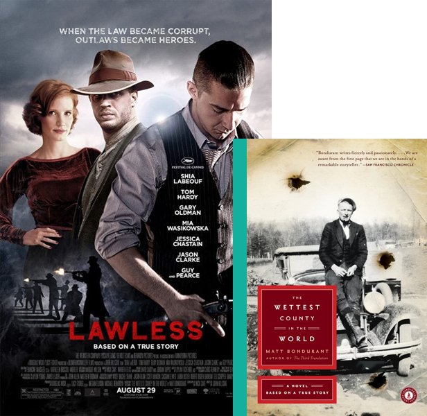 Lawless (2012) Movie poster and book cover compared.
