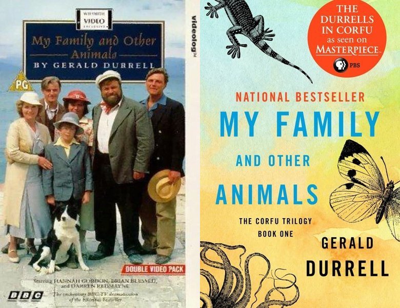My Family and Other Animals. Poster of the 1987 TV series and cover of the 1956 book