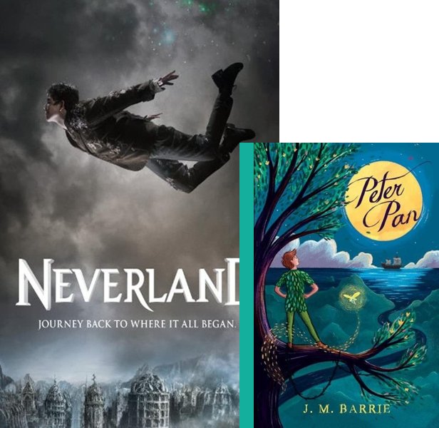 Neverland (2011) TV Mini-Series poster and book cover compared.