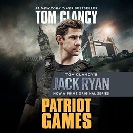Audiobook cover of Patriot Games, the 1987 book by Tom Clancy.