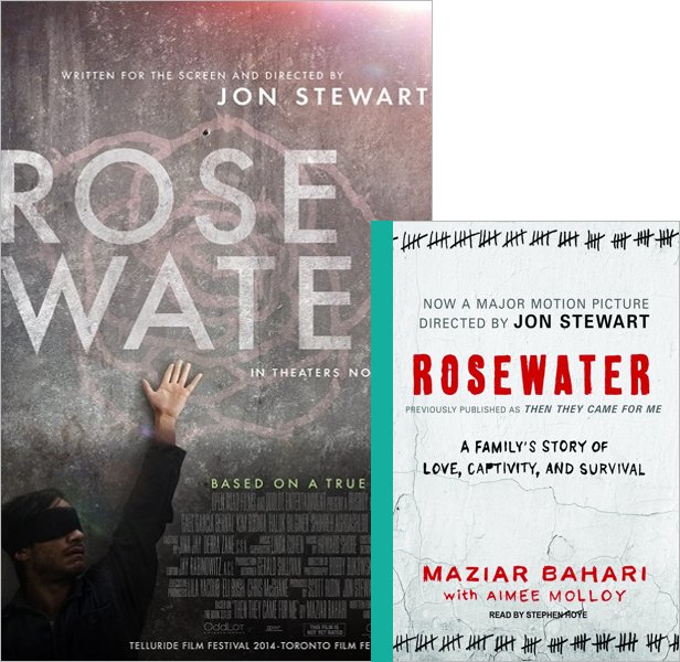 Rosewater (2014) Movie poster and book cover compared.