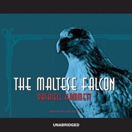 Audiobook cover of The Maltese Falcon, the 1929 book by Dashiell Hammett.