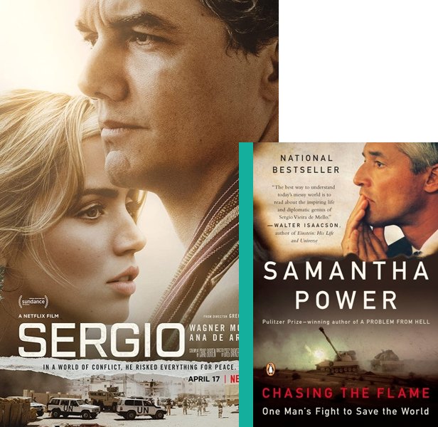 Sergio (2020) Movie poster and book cover compared.