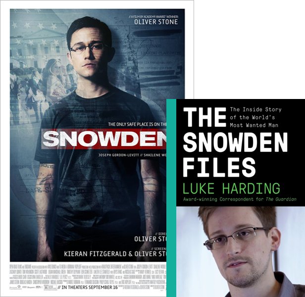 Snowden. The 2016 movie compared to the 2014 book, The Snowden Files