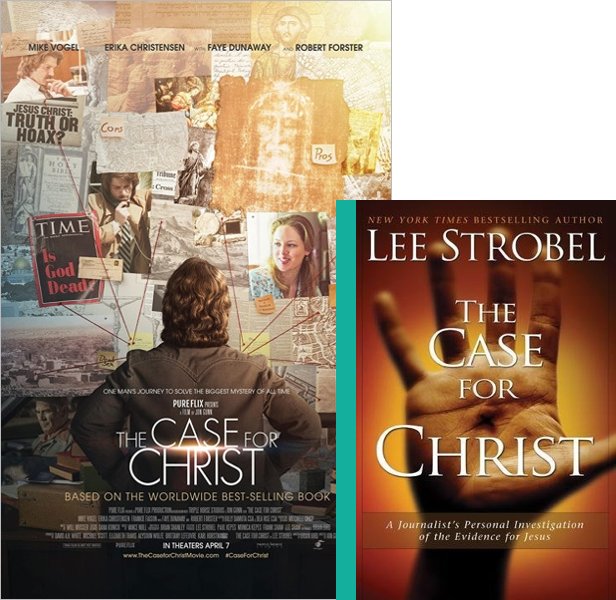 The Case for Christ (2017) Movie poster and book cover compared.