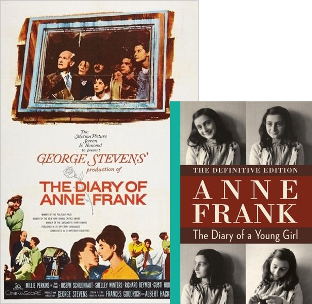The Diary of Anne Frank. The 1959 movie compared to the 1947 book, The Diary of a Young Girl