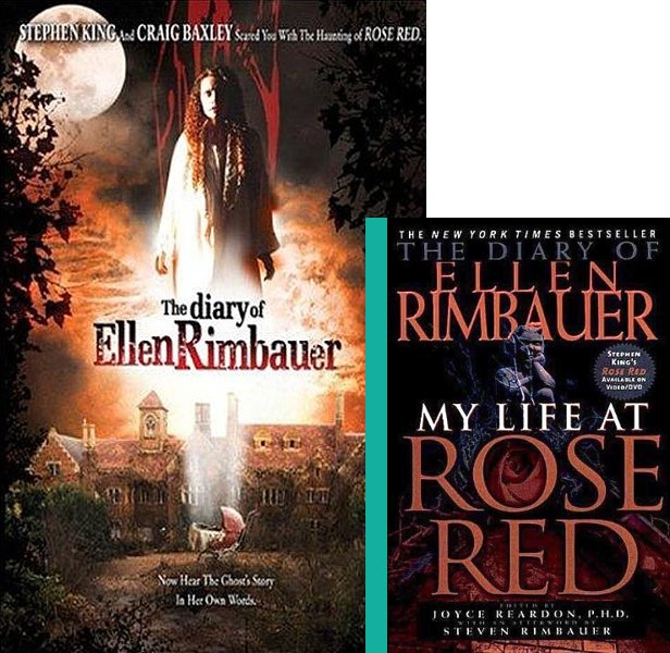 The Diary of Ellen Rimbauer (2003) Movie poster and book cover compared.