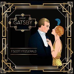 Audiobook cover of The Great Gatsby, the 1925 book by F. Scott Fitzgerald.
