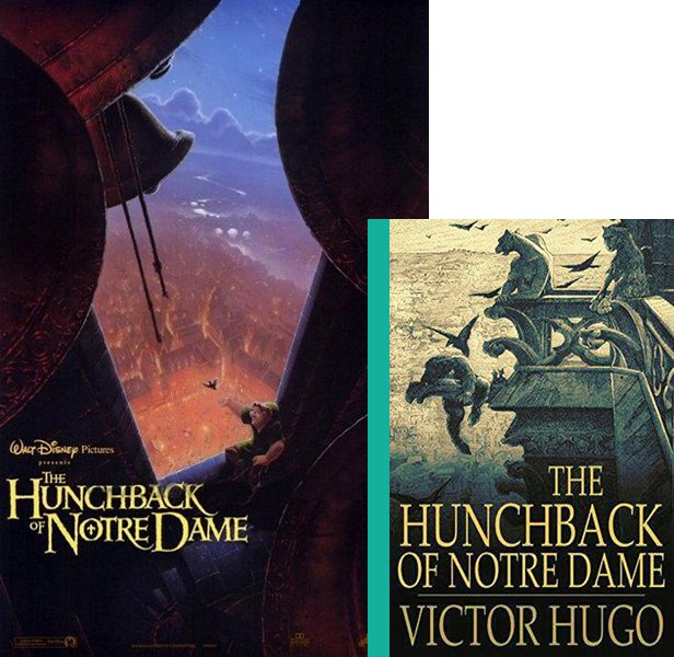 The Hunchback of Notre Dame. The 1996 movie compared to the 1831 book, The Hunchback of Notre-Dame