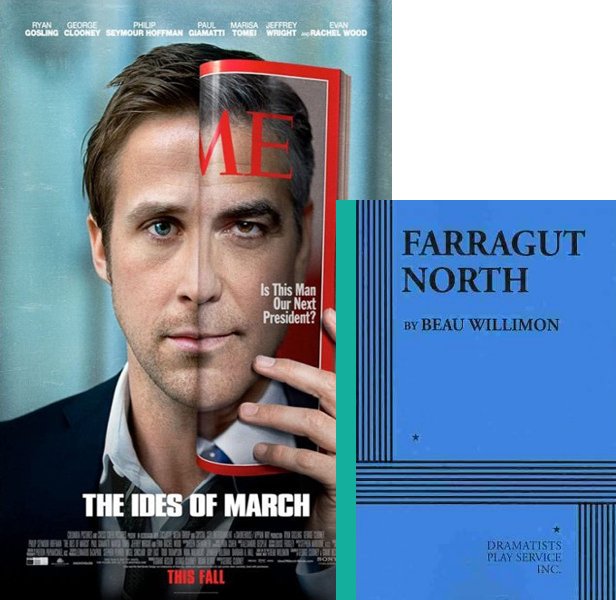 The Ides of March (2011) Movie poster and book cover compared.