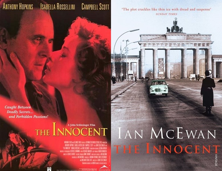 The Innocent. Poster of the 1993 movie and cover of the 1990 book