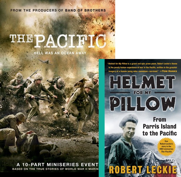 The Pacific. The 2010 TV series compared to the 1957 book, Helmet for My Pillow