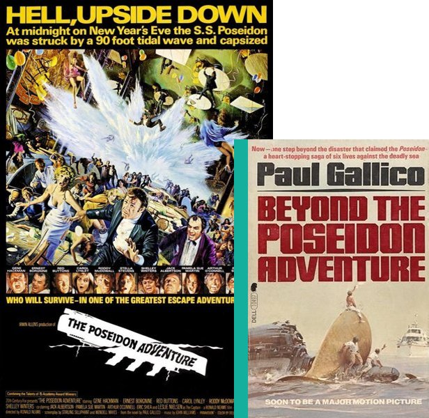 The Poseidon Adventure (1972) Movie poster and book cover compared.