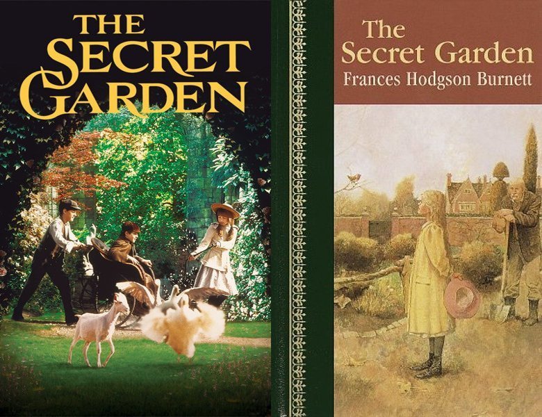 The Secret Garden. Poster of the 1993 movie and cover of the 1910 book