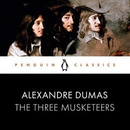 Audiobook cover of The Three Musketeers, the 1844 book by Alexandre Dumas.