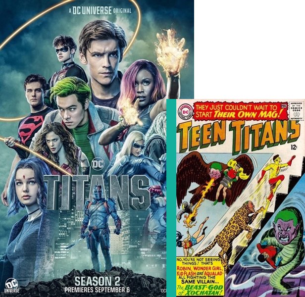 Titans. The 2018 TV series compared to the 1966 comic book, Teen Titans