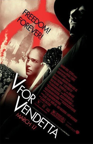 Poster of V for Vendetta, the 2005 movie by James McTeigue