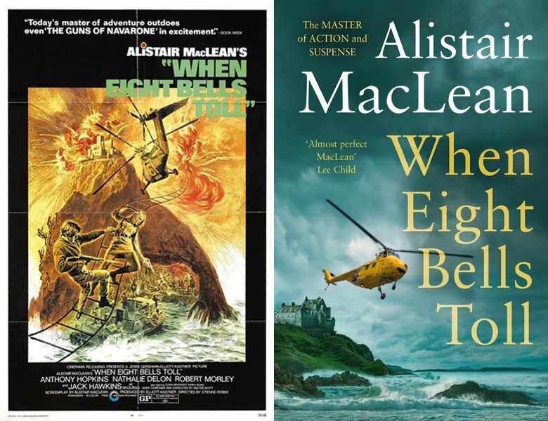 When Eight Bells Toll. Poster of the 1971 movie and cover of the 1966 book