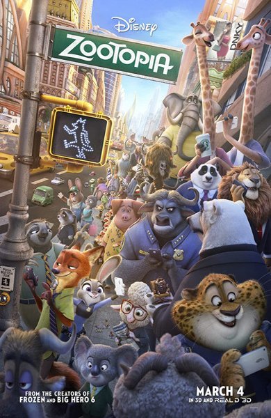 Poster of Zootopia, the 2016 movie by Byron Howard, Rich Moore and Jared Bush