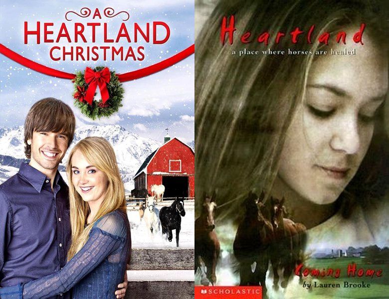 A Heartland Christmas. Poster of the 2010 movie and cover of the 2000 book, Coming Home