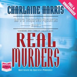 Audiobook cover of Real Murders, the 1990 book by Charlaine Harris.