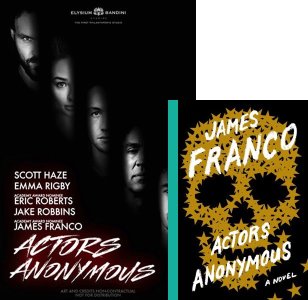 Actors Anonymous (2017) Movie poster and book cover compared.