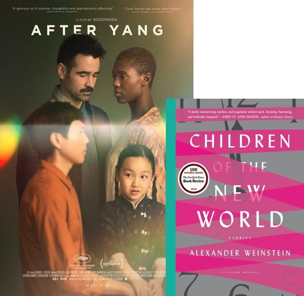 After Yang (2021) Movie poster and book cover compared.