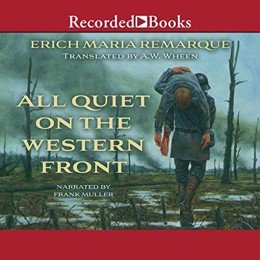 Audiobook cover of All Quiet on the Western Front, the 1929 book by Erich Maria Remarque.