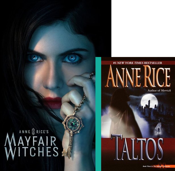 Anne Rice's Mayfair Witches (2023-) TV Series poster and book cover compared.