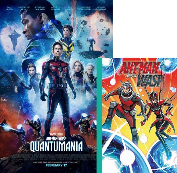 Ant-Man and the Wasp: Quantumania. The 2023 movie compared to the 1962 comic book, Ant-Man and the Wasp