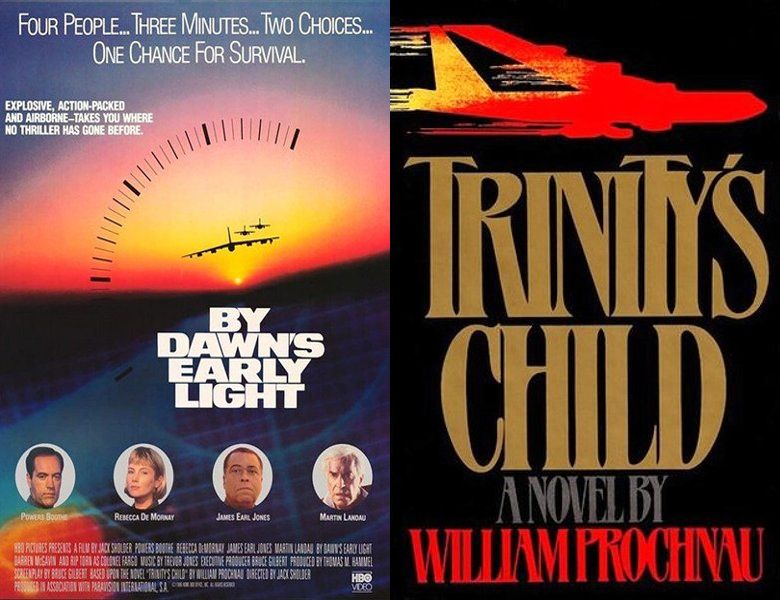 By Dawn's Early Light. Poster of the 1990 movie and cover of the 1983 book, Trinity's Child