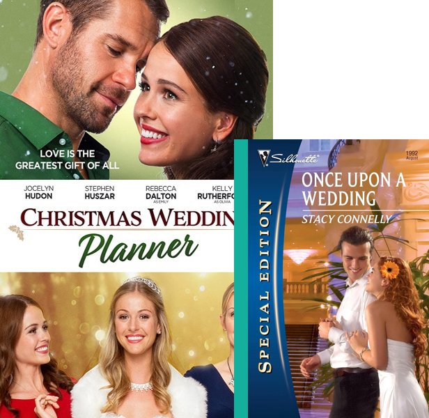 Christmas Wedding Planner (2017) Movie poster and book cover compared.