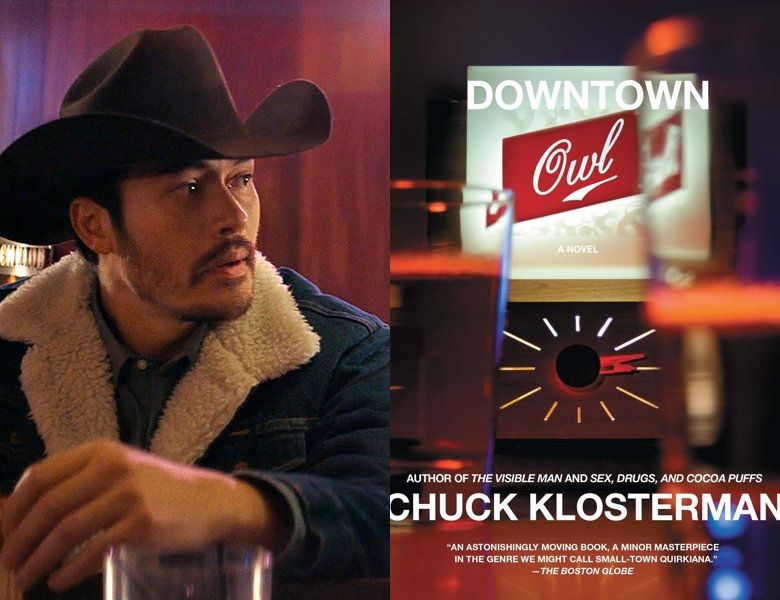 Downtown Owl. Poster of the 2023 movie and cover of the 2008 book