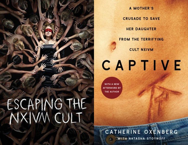 Escaping the NXIVM Cult. Poster of the 2019 movie and cover of the 2018 book, Captive